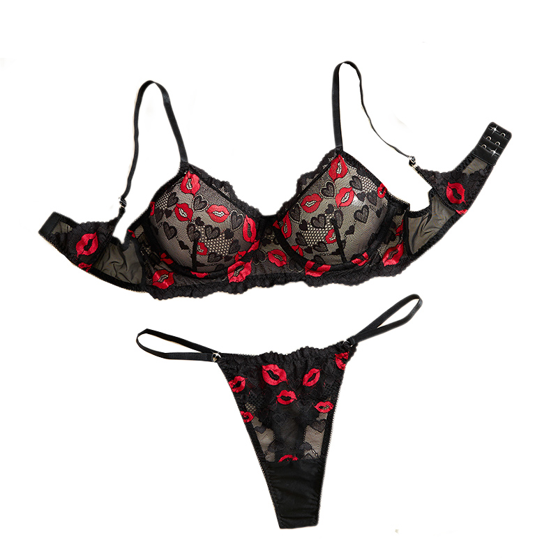 Underwear - Set Pakaian Dalam Transparan Berbahan Renda,