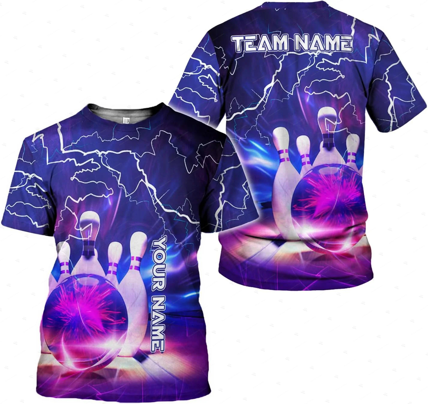 Short Sleeve Bowling Shirt Retro - Nama Kustom Gradien Bowling Api Grafiti
