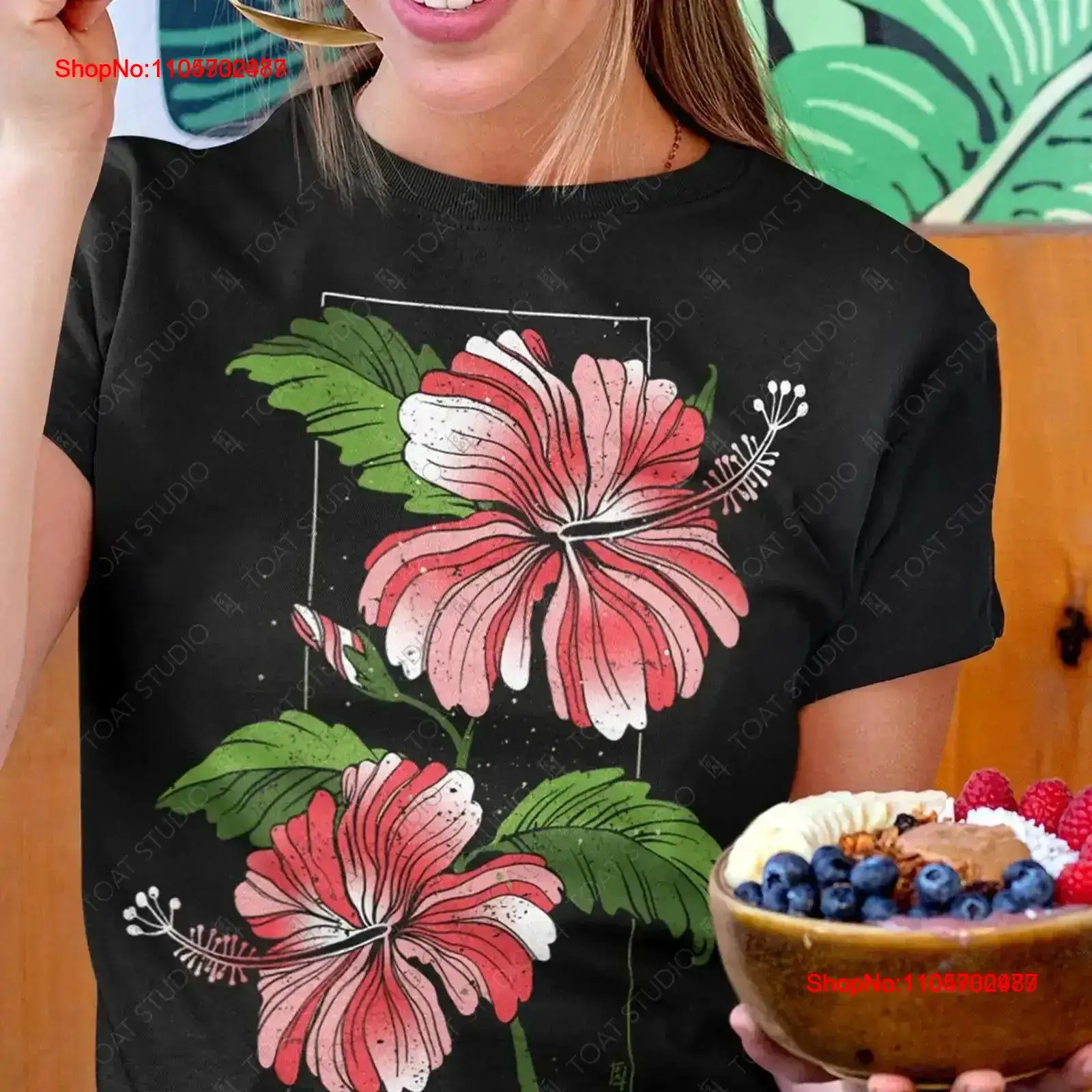 Vintage Hawaiian Floral Shirt - Kaos Bunga Hibiscus Motif Floral Botani