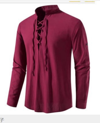 Kemeja Bajak Laut Pria Viking  - Medieval Gothic Lace Up Pirate Shirt ulasan dan harga