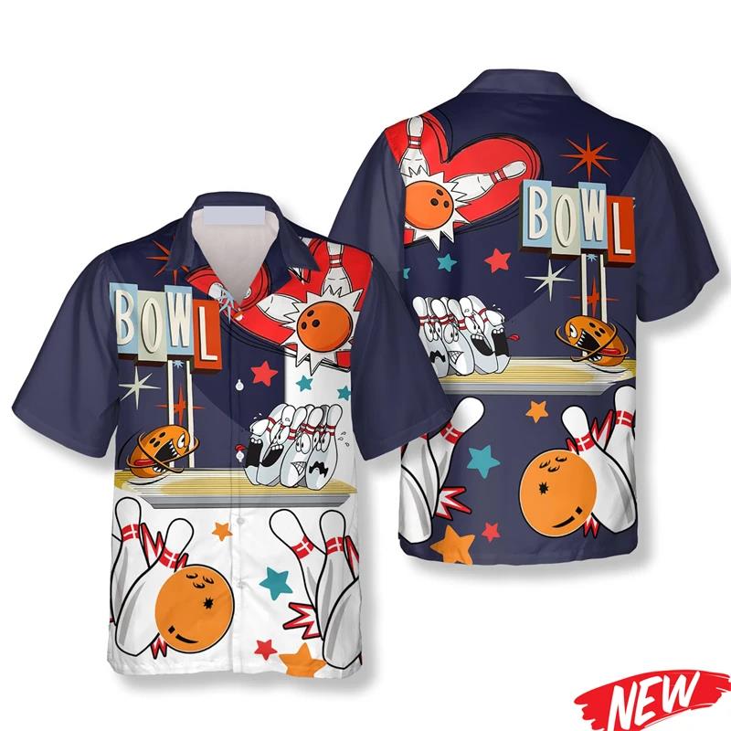 Kemeja Hawaii Pola Bowling Kla - Short Sleeve Bowling Shirt Retro ulasan dan harga