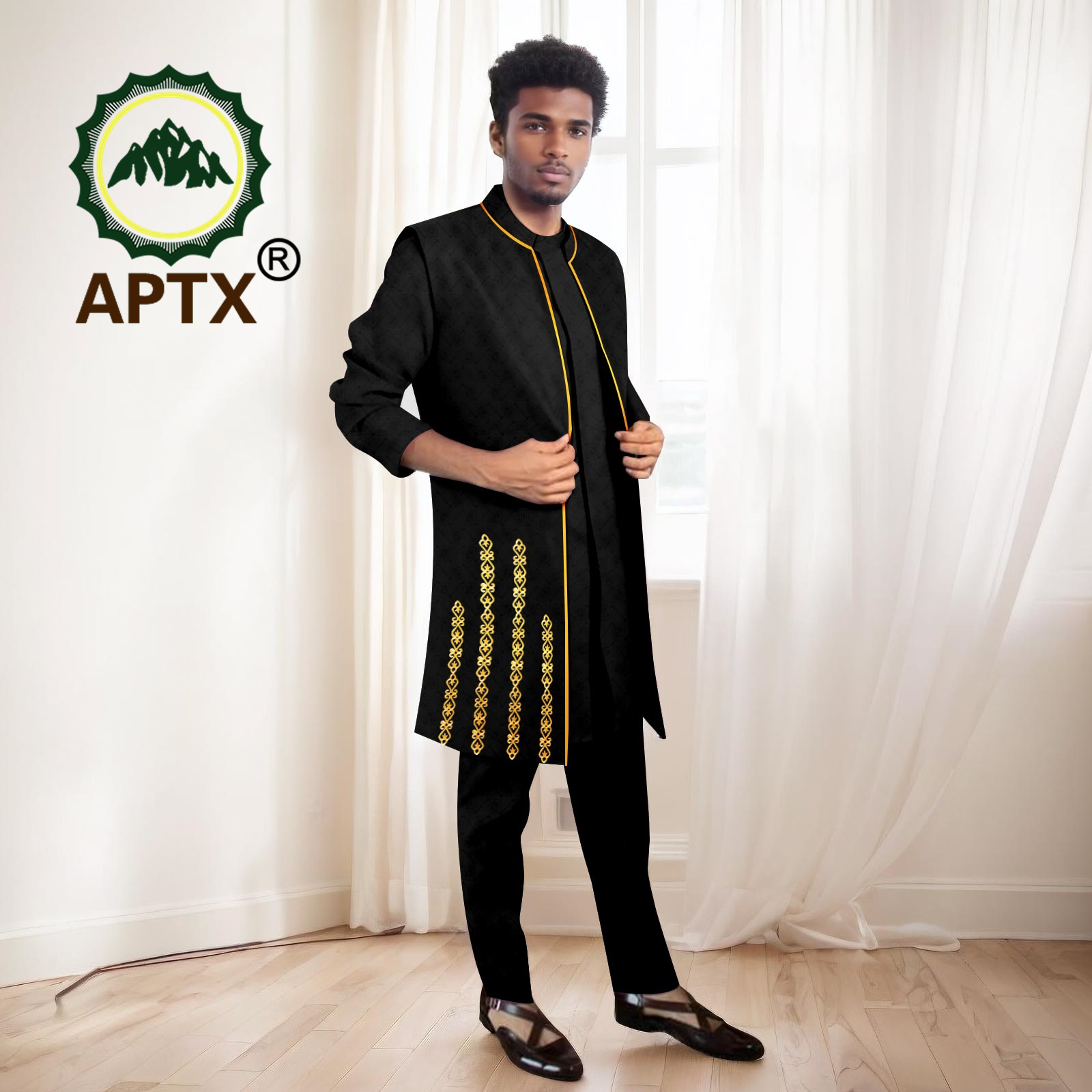 Setelan Pria Afrika Set Kualit - Mandarin Collar Formal Shirt Slim Fit ulasan dan harga