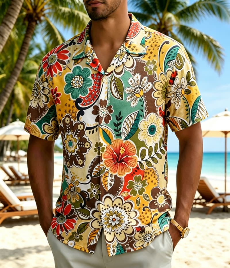 Kemeja Pria Vintage Boho Motif - Vintage Hawaiian Floral Shirt ulasan dan harga