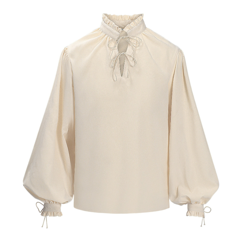 Kemeja Bajak Laut Abad Perteng - Medieval Gothic Lace Up Pirate Shirt ulasan dan harga