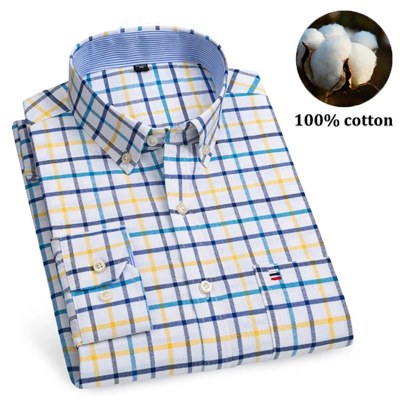 Kemeja Pria 100% Katun Lengan  - Oxford Cotton Casual Shirt Business ulasan dan harga
