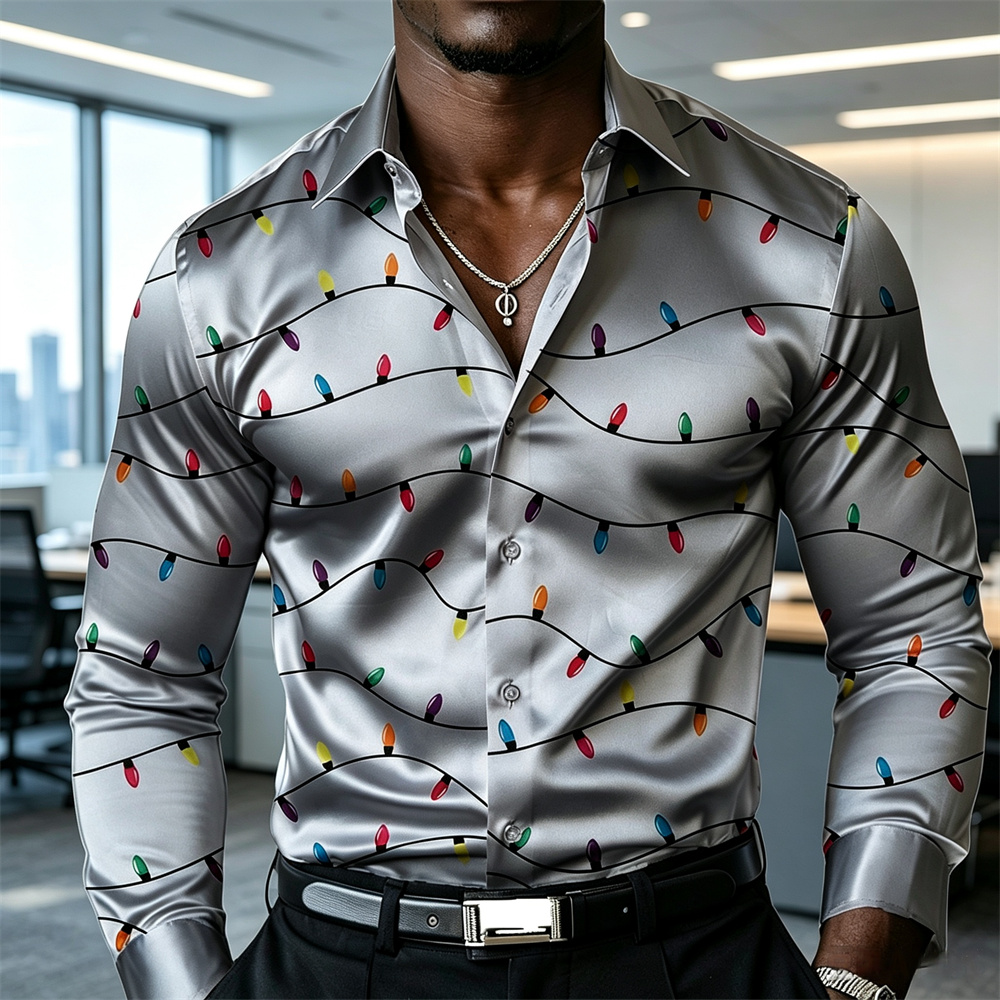 Kemeja satin pria bertema Nata - Mens Satin Silk Dress Shirt ulasan dan harga