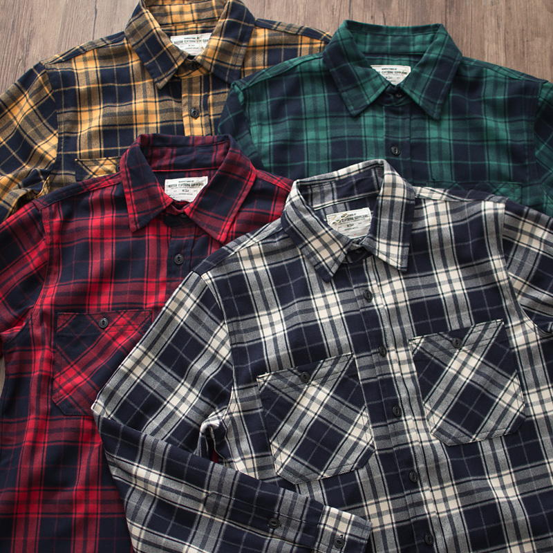 Kemeja Kargo Kotak-kotak Kerah - Flannel Plaid Shirt Heavy Weight ulasan dan harga